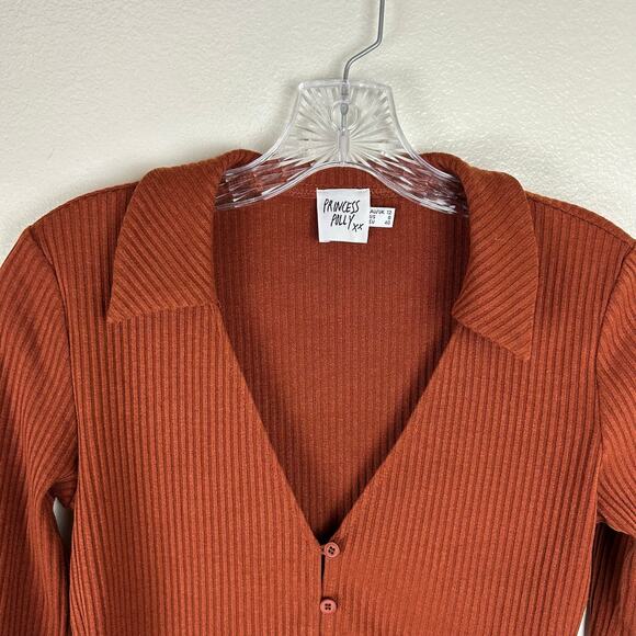 Princess Polly Rust Ribbed Crop Top - Picture 4 of 7